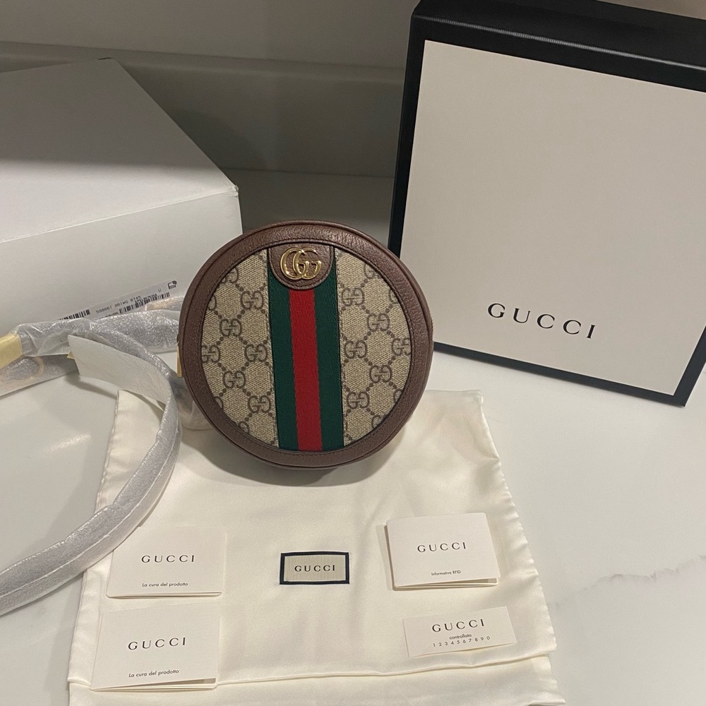NEW!✨GUCCI✨GG GUCCISSIMA SUPREME & LEATHER ROUND BACKPACK SHOULDER CROSSBODY BAG - Picture 8 of 15